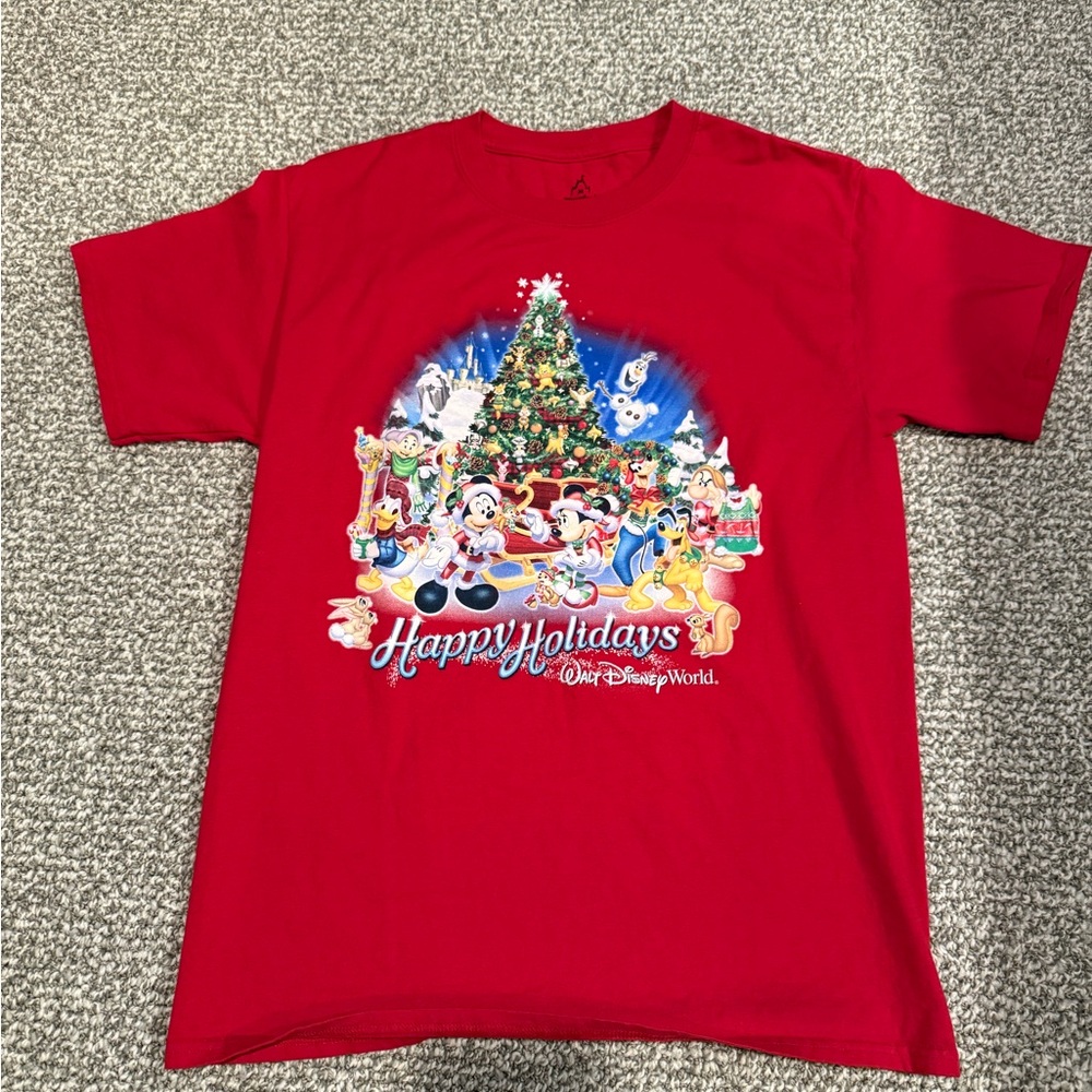 Red Walt Disney World Happy Holidays Christmas Shirt Mickey Mouse